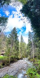 River and alpine trail, Rougemont, Switzerland