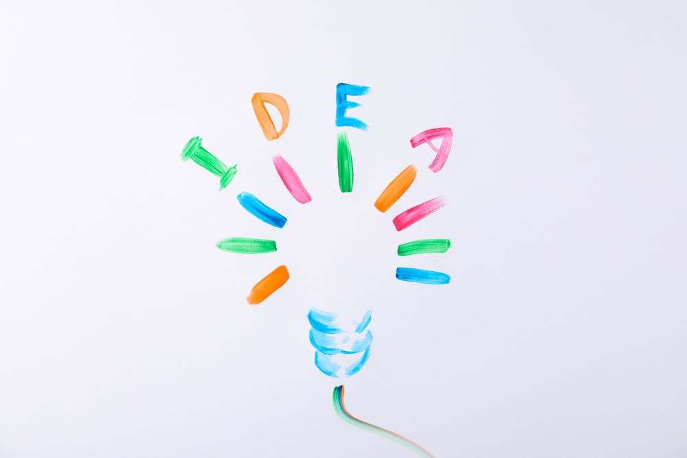 Drawn light bulb and inscription Idea on blank background, space for text