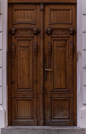 Beautiful vintage door with handle in Old Prague
