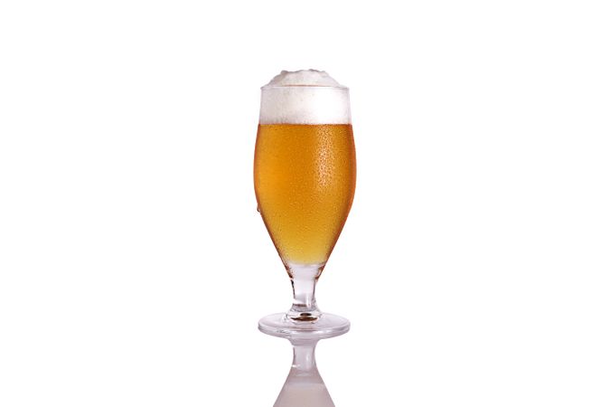 Glass of tasty light beer