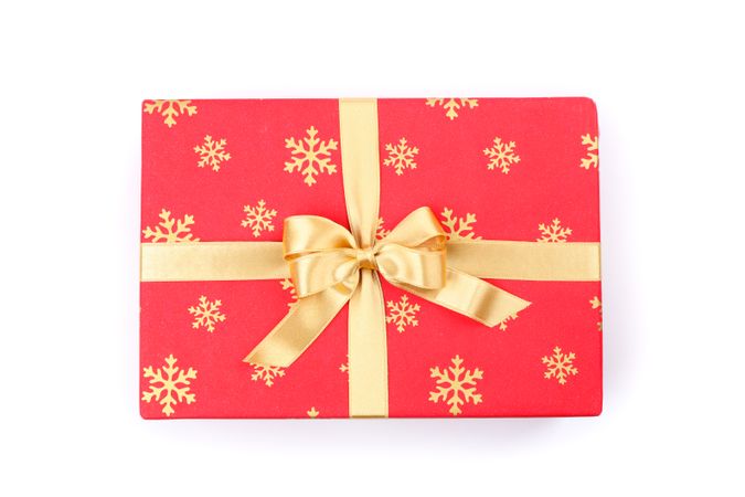 Beautiful gift box with bow isolated on blank background
