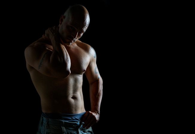 Muscular male posing