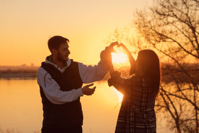 Couple sunset dance