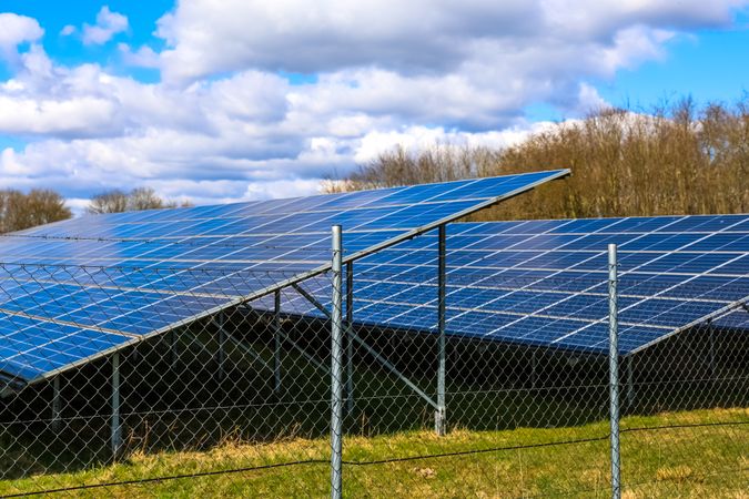 Solar panels providing clean energy on a sunny day