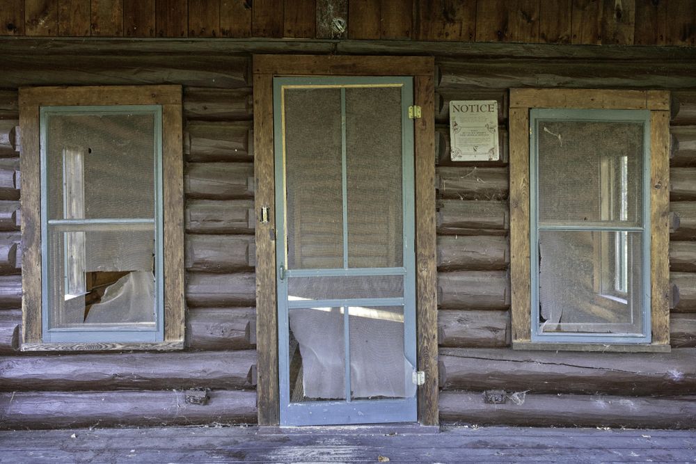 Door to the Joyce Cabin at the Joyce Estate in Bovey, Minnesota