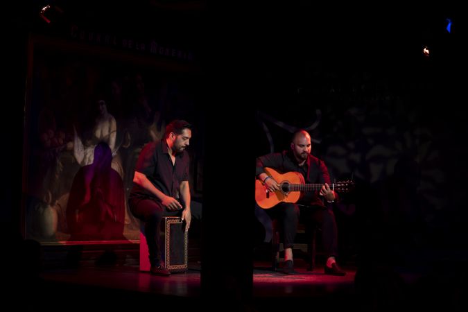 Musicians playing instruments on stage