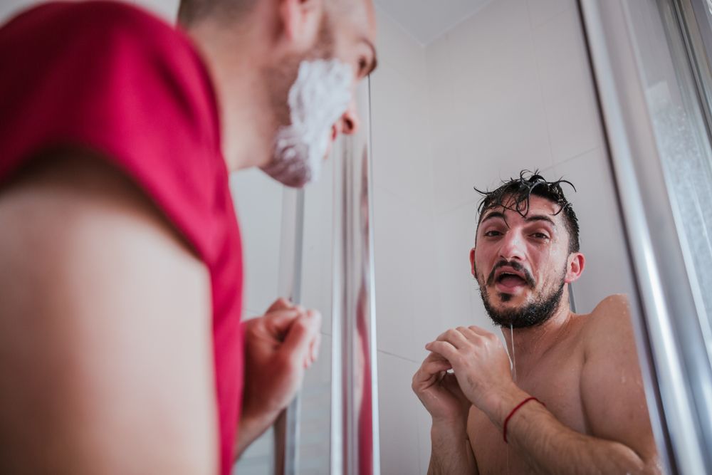 Gay couple in the bathroom