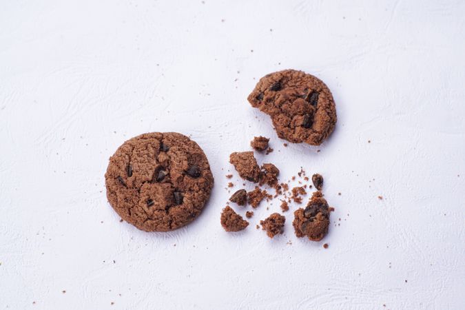 Chocolate cookies on a blank table