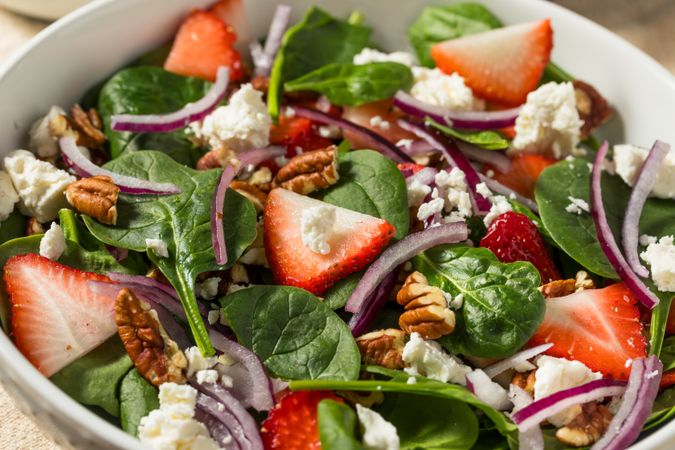 Healthy Homemade Strawberry Feta Spinach Salad