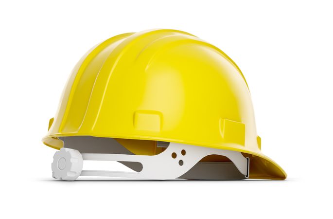 Yellow Construction Hard Hat Isolated on a Plain Background.