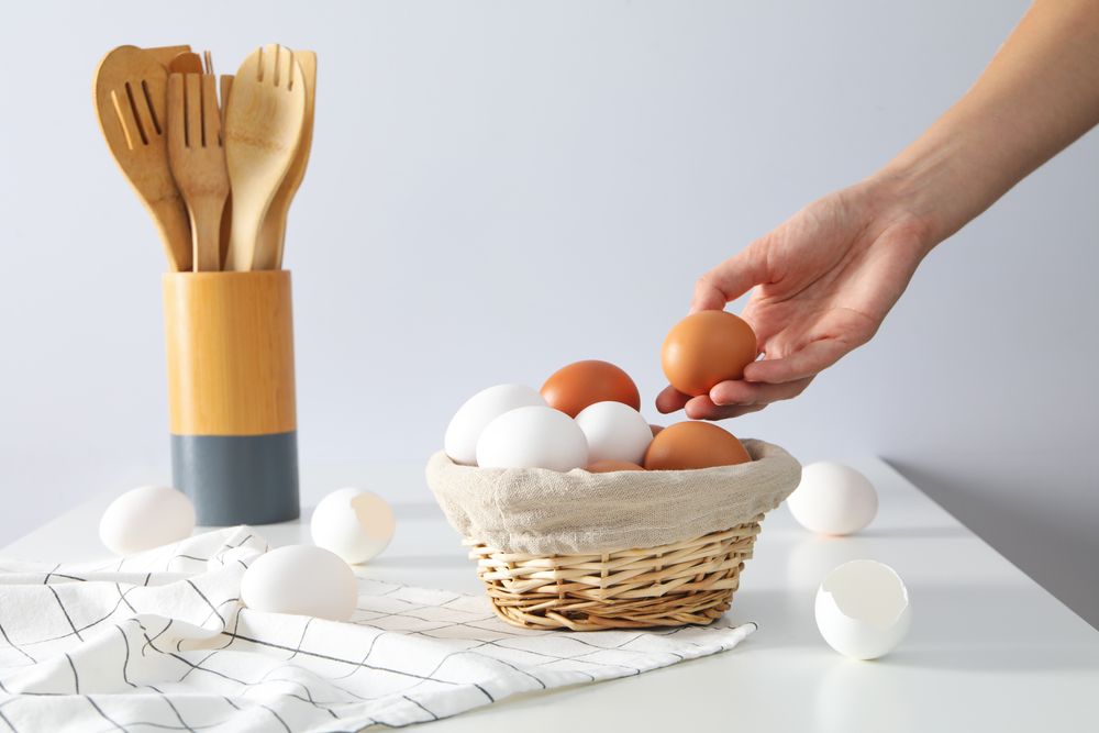 Concept of fresh and natural farm product - eggs