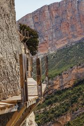 Footpath in the mountain making with wood