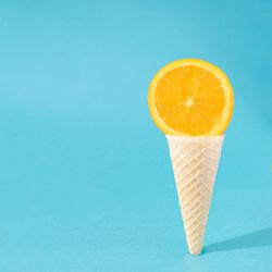 Waffle cone with slice of orange