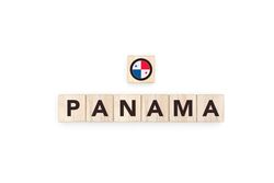 Wooden blocks bearing the name and flag of Panama.