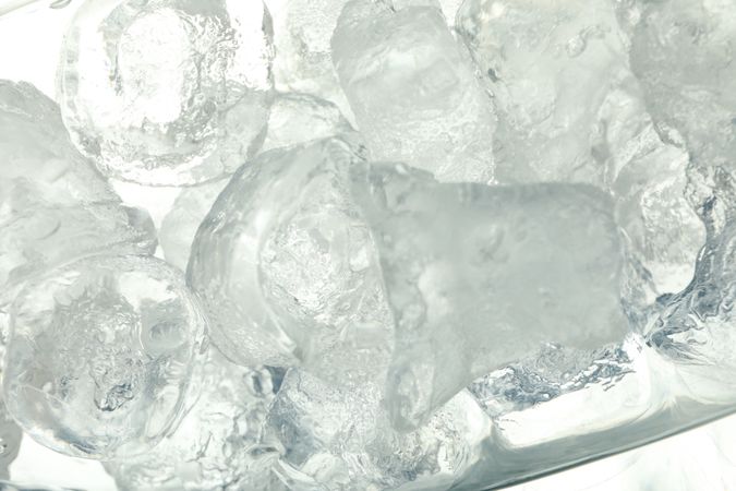 Top view of ice cubes