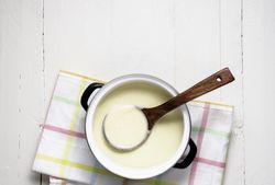 Freshly made cream soup ready to serve