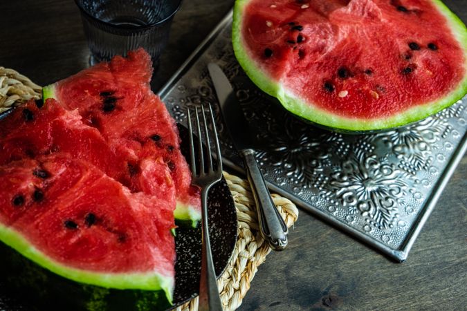 Ripe watermelon chunks