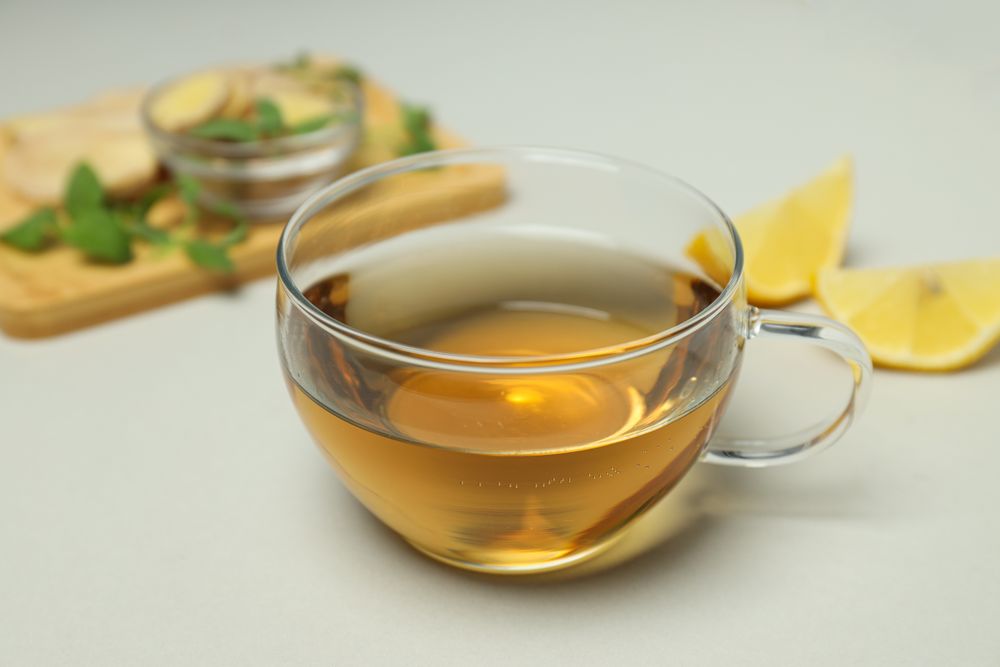 Cold treatment, healthcare concept - tea with ginger