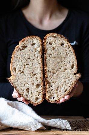 Close up of halved seeded bread