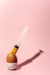 Egg with syringe in eggcup