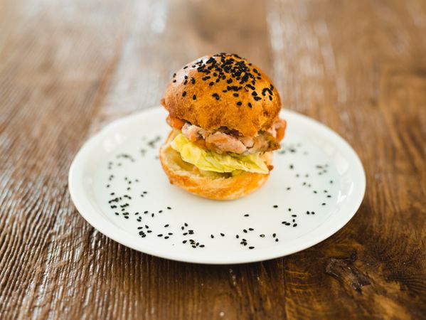 Delicious hamburger with black sesame