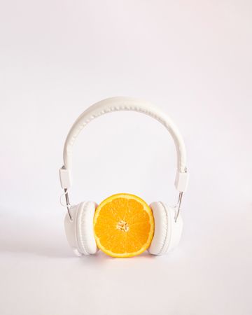 Orange with headphones