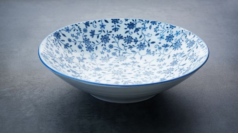Empty patterned ramen bowl, Asian traditional tableware