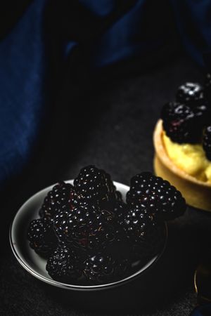 Homemade small cake with blackberries