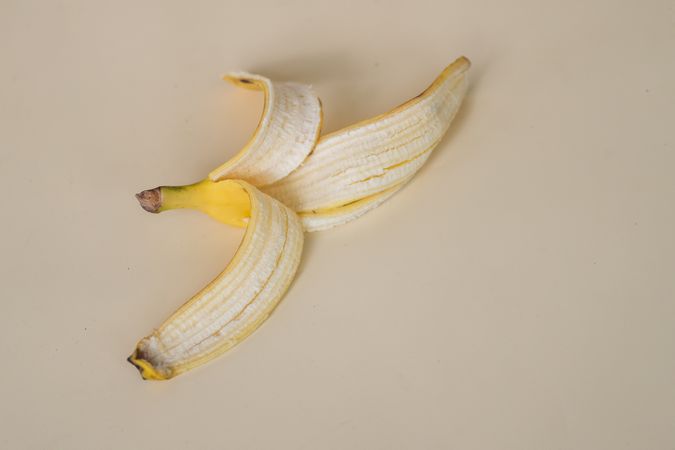 Single banana peel without fruit inside