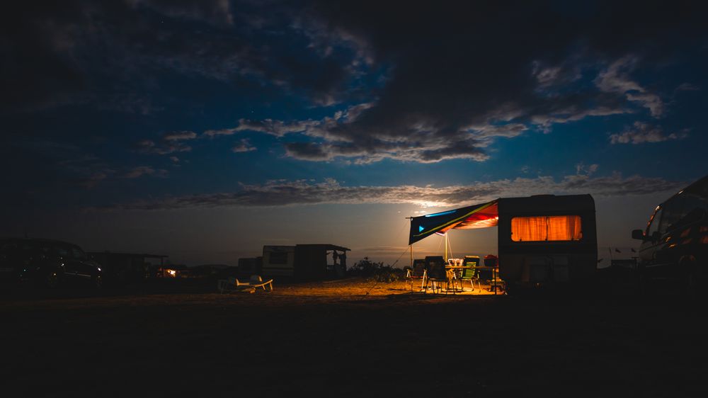 Nighttime campsite scene