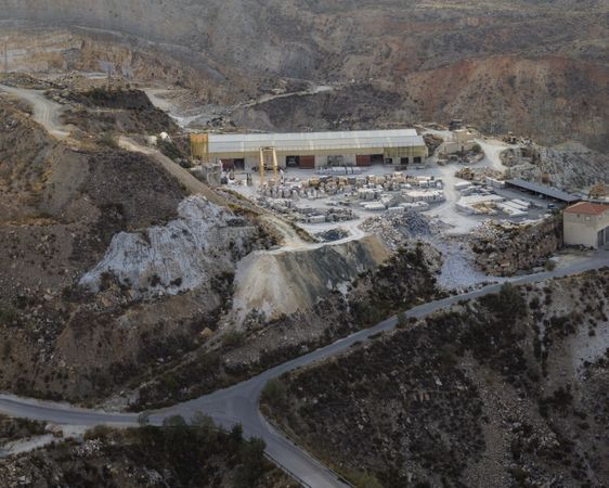 Drone view of stone quarry