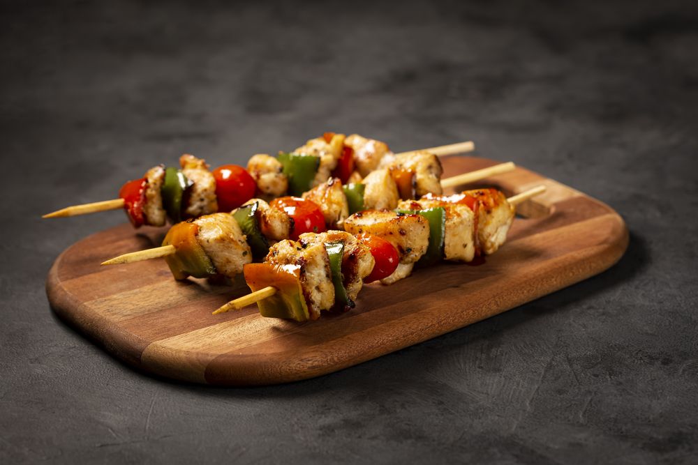 kebab - Grilled chicken meat with vegetables.