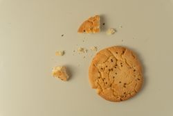 Sesame topped cookies arranged neatly