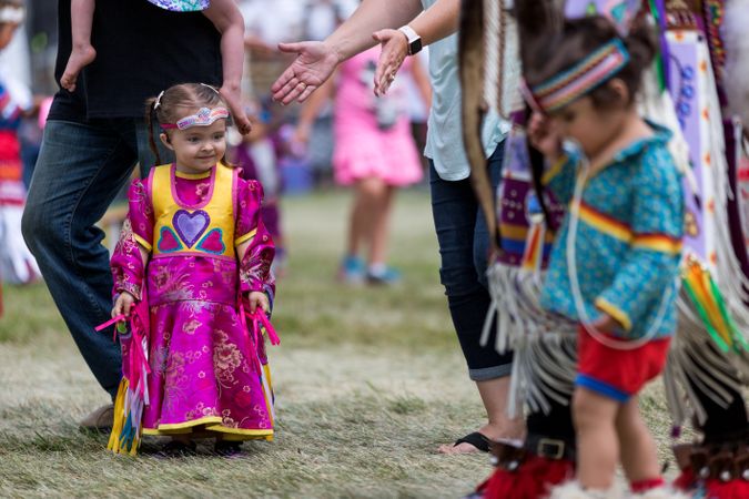 Red Wing, MN, USA - July 8th, 2017: Young Sioux girl at Pow Wow