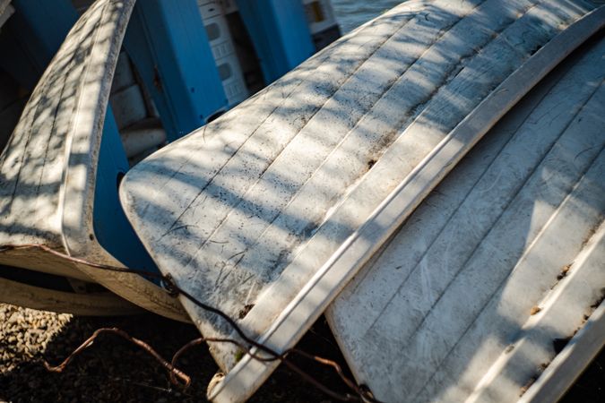 Old boats on the lake bank