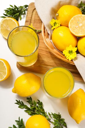 Concept of fresh summer drink - Limoncello cocktail