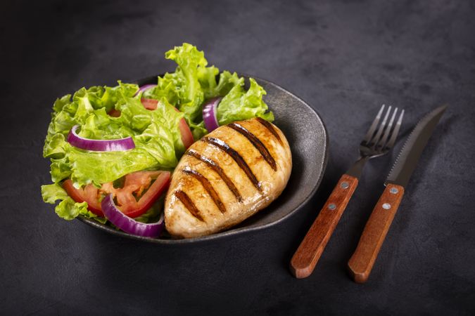 Tasty grilled chicken with salad.