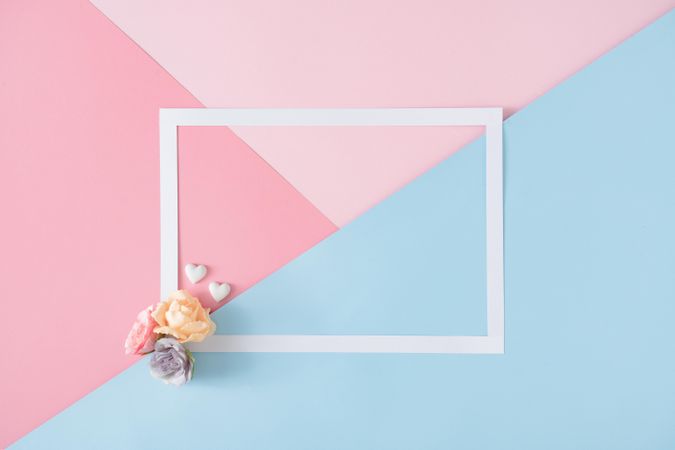 Blue and pink background with flowers