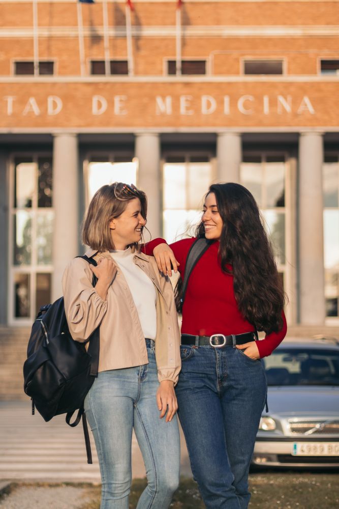 Two students portrait posing