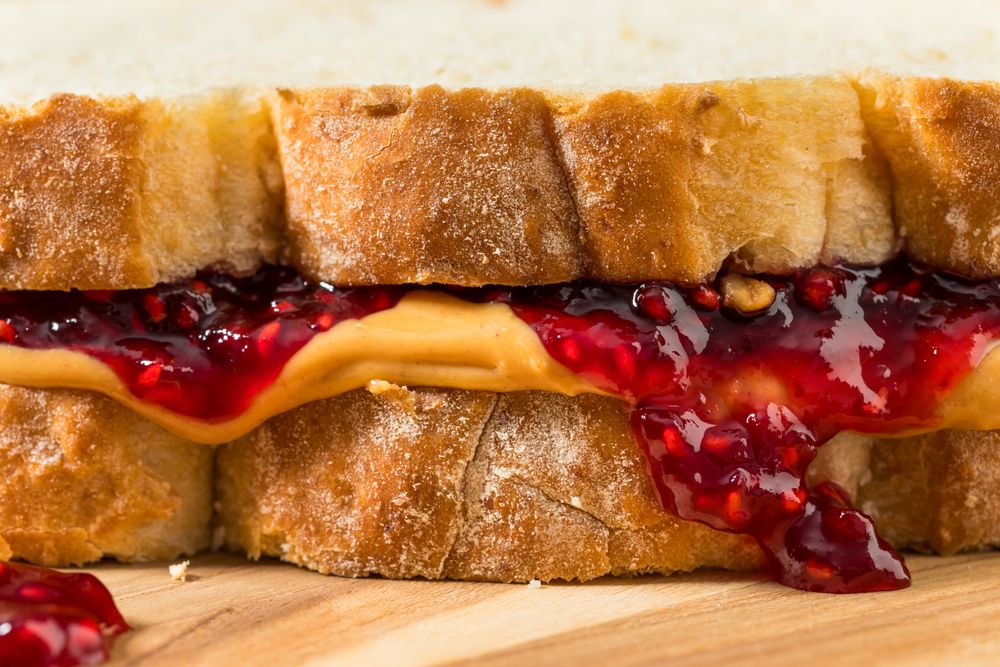 American Homemade Peanut Butter and Jelly Sandwich
