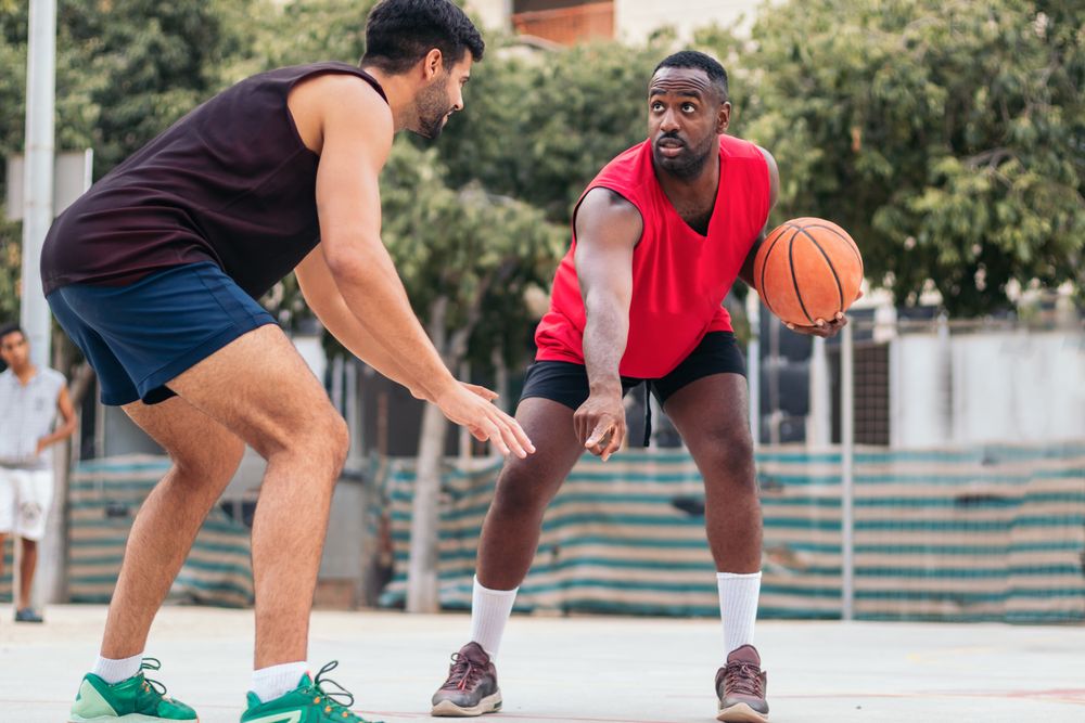 Men Dominating the Basketball Court