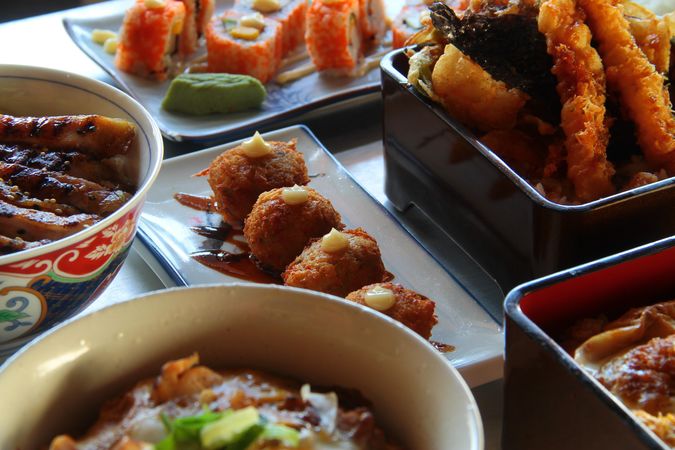Japanese food on plates