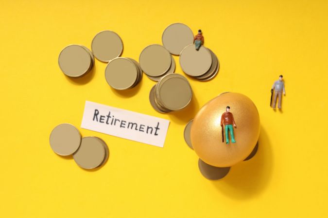 Concept of wealth and retirement - golden eggs