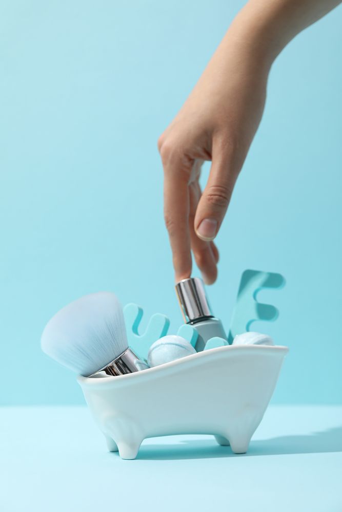 Concept of cosmetic and beauty care accessories