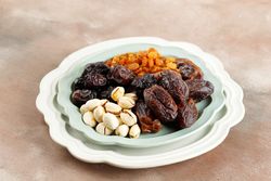 Plate of dried fruit and nuts