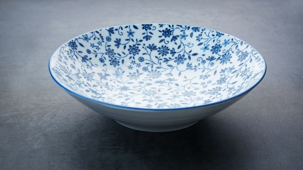 Empty patterned ramen bowl, Asian traditional tableware