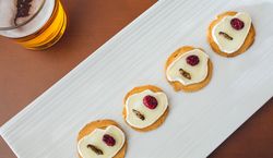 Tray of canapes with crickets
