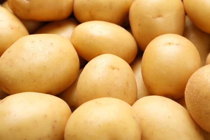 Close up of pile of potatoes