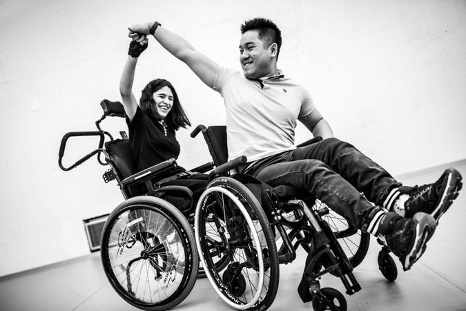 MONTREAL, QUEBEC, CANADA – April 14 2019- Two dancers in wheelchairs