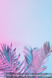 Tropical and palm leaves in vibrant bold gradient holographic colors 0vkNL5